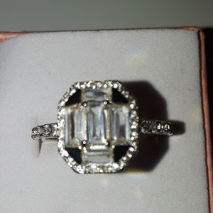 Sterling silver white sapphire ring size 8